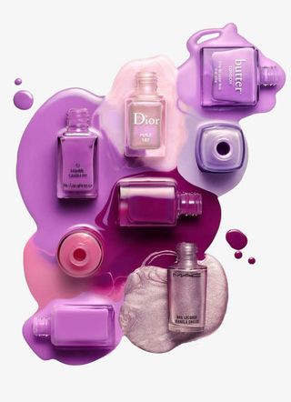 大牌粉紫色系指甲油倾倒试色免抠