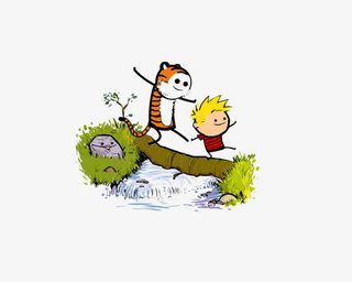 老虎和小男孩过独木桥免抠