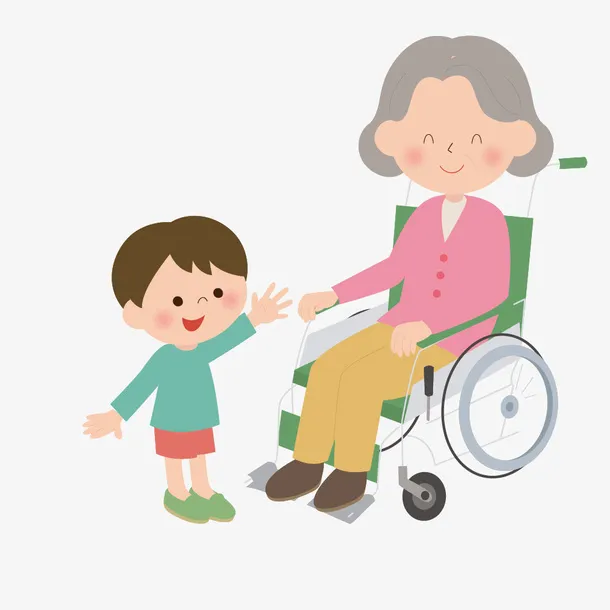 坐在轮椅上的卡通人物免抠