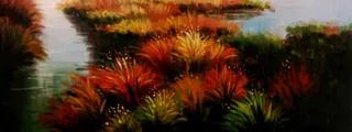 油画秋季水草背景banner