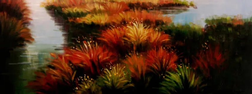 油画秋季水草背景banner 油画秋季水草背景banner