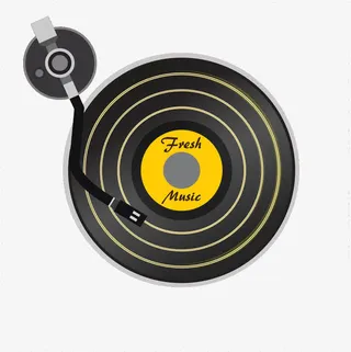 褐色播放器上的唱片免抠