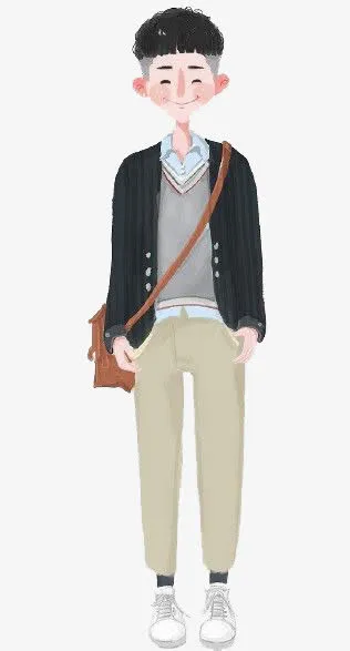 水彩男生免抠