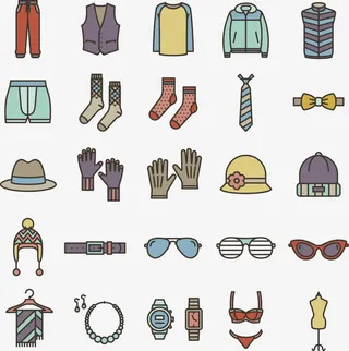 矢量手绘卡通衣服图案免抠