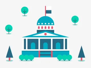 扁平化学校建筑免抠