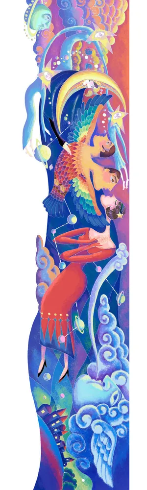 手绘唯美治愈系插画免抠