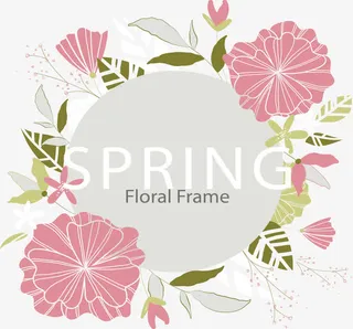 复古风粉色花朵边框免抠