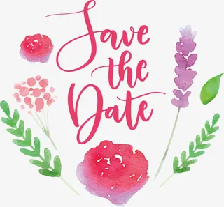 粉色花朵邀请函免抠