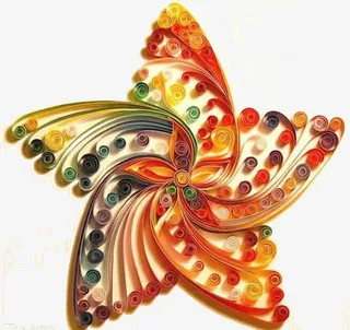 彩色衍纸五角花免抠