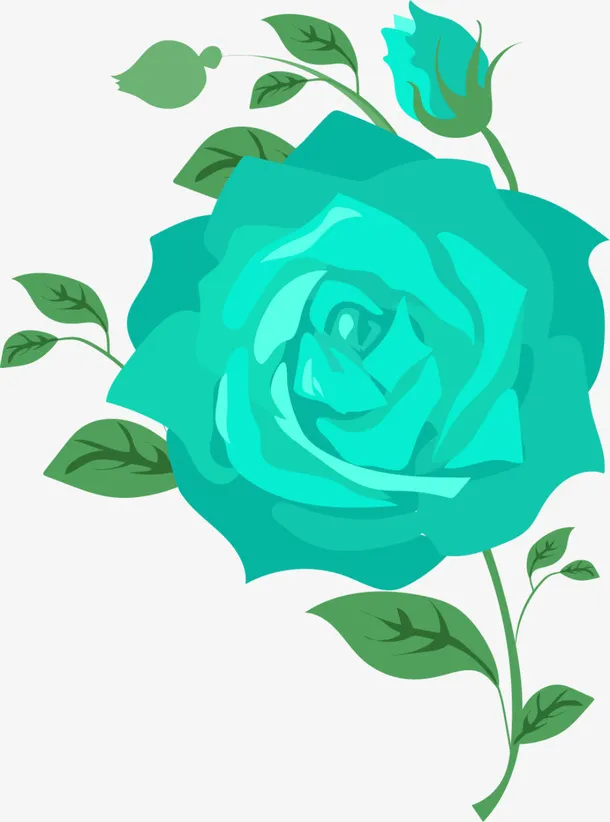 春天美丽绿色玫瑰花免抠