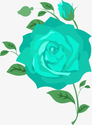 春天美丽绿色玫瑰花免抠