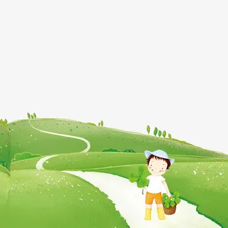 卡通绿色环境素材免抠手绘/卡通卡通元素