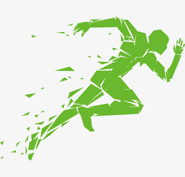 卡通绿色跑步的人物免抠