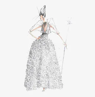 小花瓣华丽婚纱设计手稿免抠