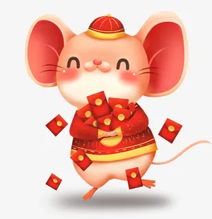 鼠年开红包活动喜庆形象免抠节日元旦/春节/元宵元素