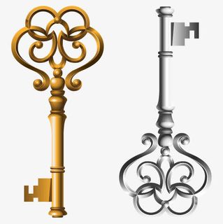 复古风格的金和银键免费下载免抠