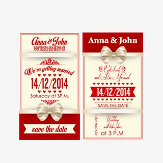 红色喜庆婚庆邀请函免抠