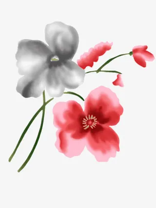 水墨画中国风花朵免抠