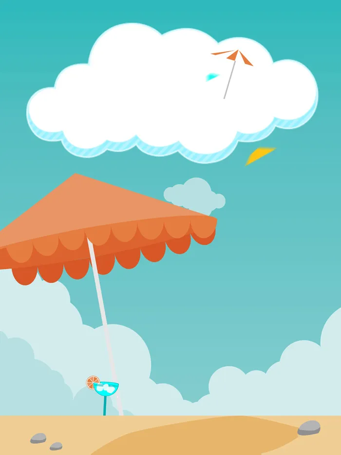 夏季清新简约插画可爱风景淘宝广告背景图高清