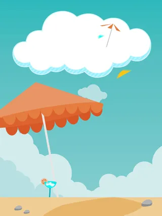 夏季清新简约插画可爱风景淘宝广告背景图高清