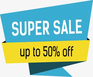 蓝色折纸促销标签免抠