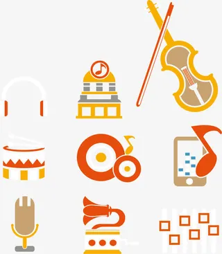 扁平音乐元素图标矢量免抠