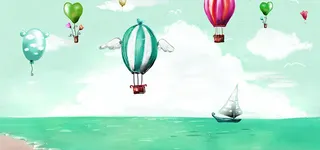 手绘热气球背景高清