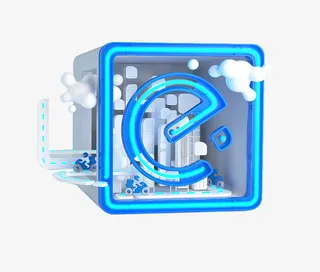 蓝色科技饿了么立体图标·免抠