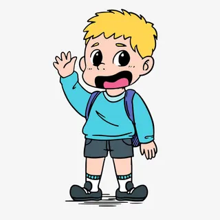 背着书包挥手的男孩免抠