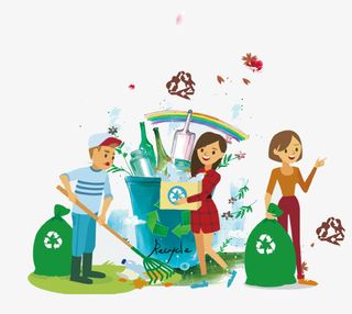 卡通手绘垃圾分类环保插画免抠