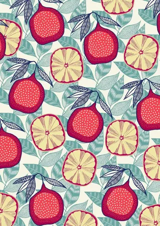 手绘凤梨柠檬插画免抠