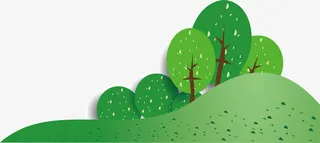 手绘草坪树木矢量图免抠
