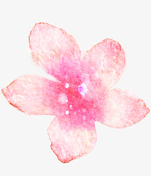 粉色简约桃花水彩手绘免抠