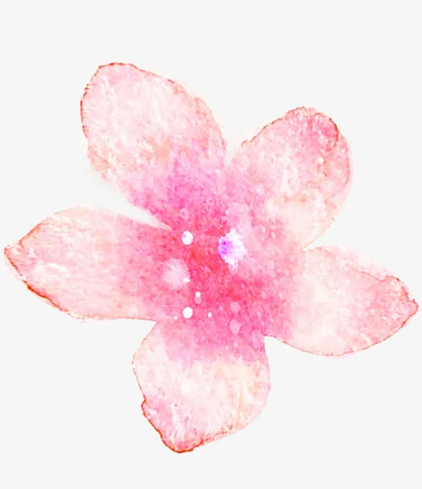 粉色简约桃花水彩手绘免抠
