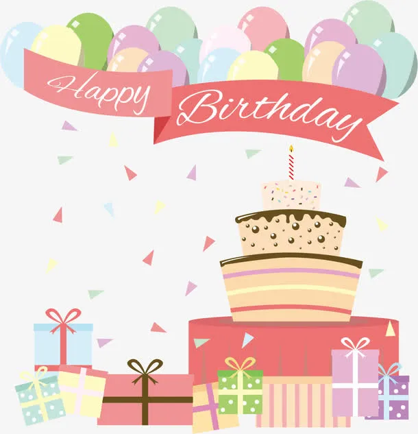 小清新生日派对海报免抠