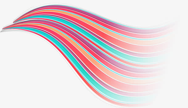 科技波浪彩色条纹免抠