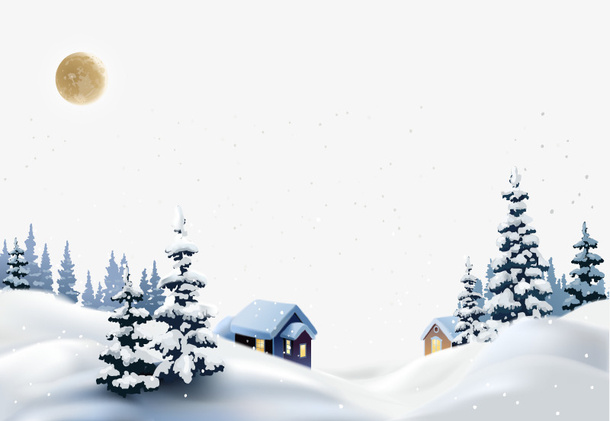 大雪里的风景免抠节日圣诞节元素