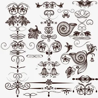 欧式复古花纹花边矢量素材免抠