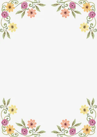 水彩野花花藤边框免抠