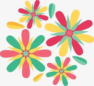 彩色雏菊花瓣花纹免抠