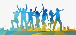 蓝色渐变五四青年节海报免抠