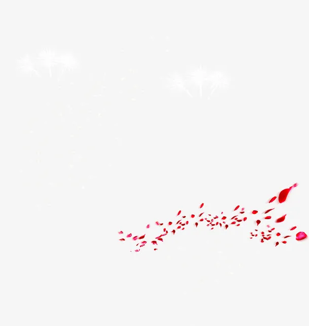 红色文艺极速漂浮花瓣设计免抠