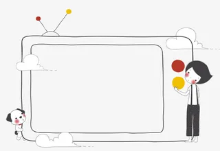 手绘创意卡通电视机免抠