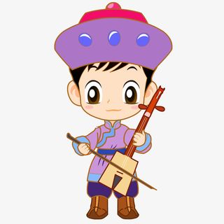 手绘卡通少数民族拉马头琴免抠