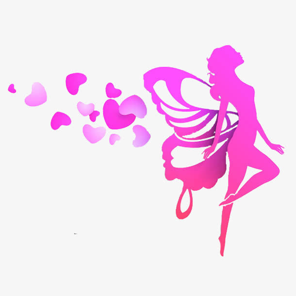三八妇女节粉色带翅膀飞翔的自己免抠