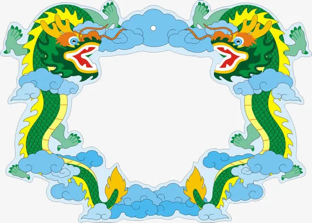 创意卡通龙纹边框元素免抠
