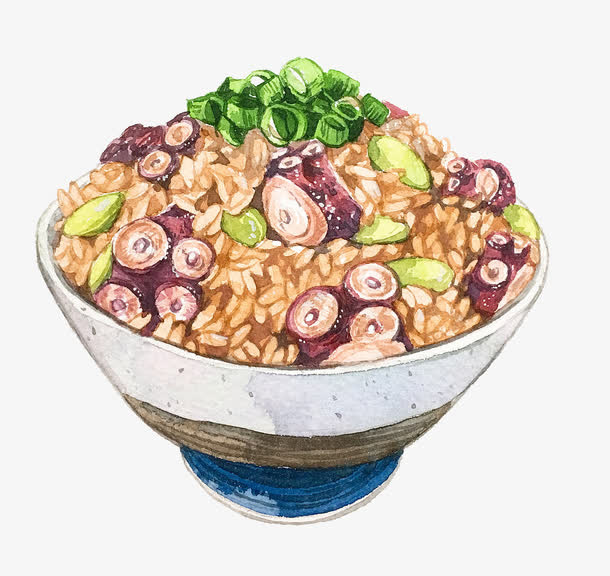 手絵蔥花章魚飯免抠