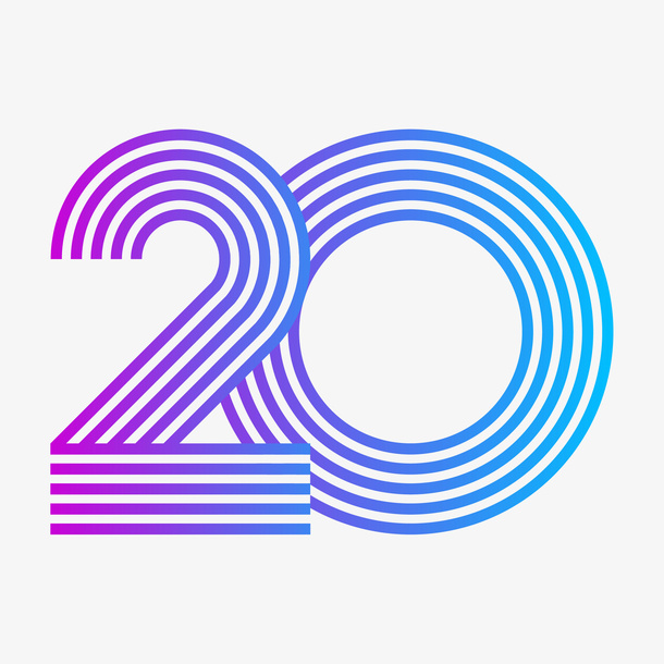 20周年线条字免抠