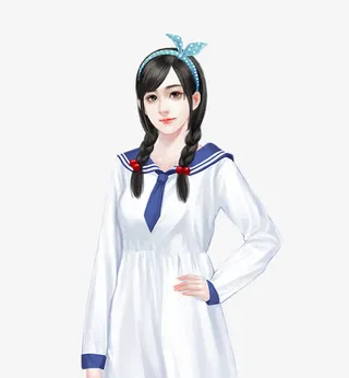 手绘双辩美女免抠