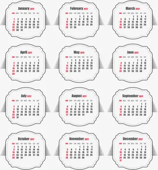 灰色图章样式新年日历免抠